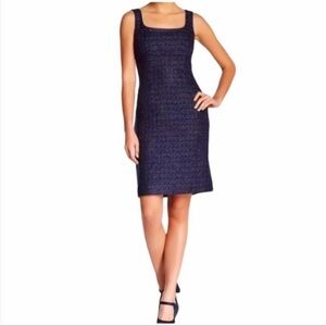 NWT Tory Burch Emma navy blue metallic tweed shift dress Size 6